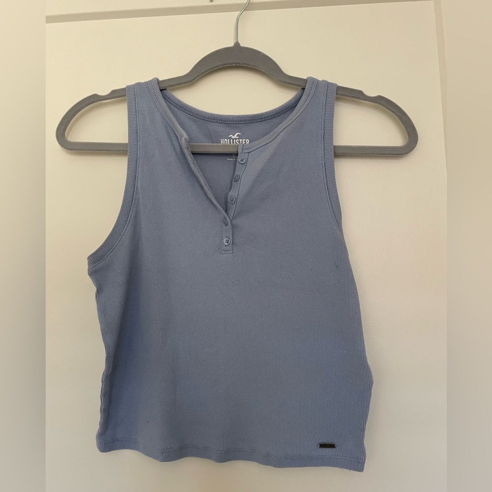 Baby blue Hollister Cropped Tank Top (L)